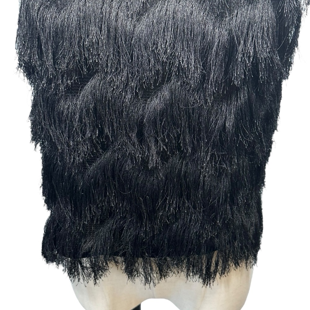 ZARA BASICS Women's Black Fringe Crewneck Pullover Tank‎ Top Cropped Sz S - Picture 4 of 11